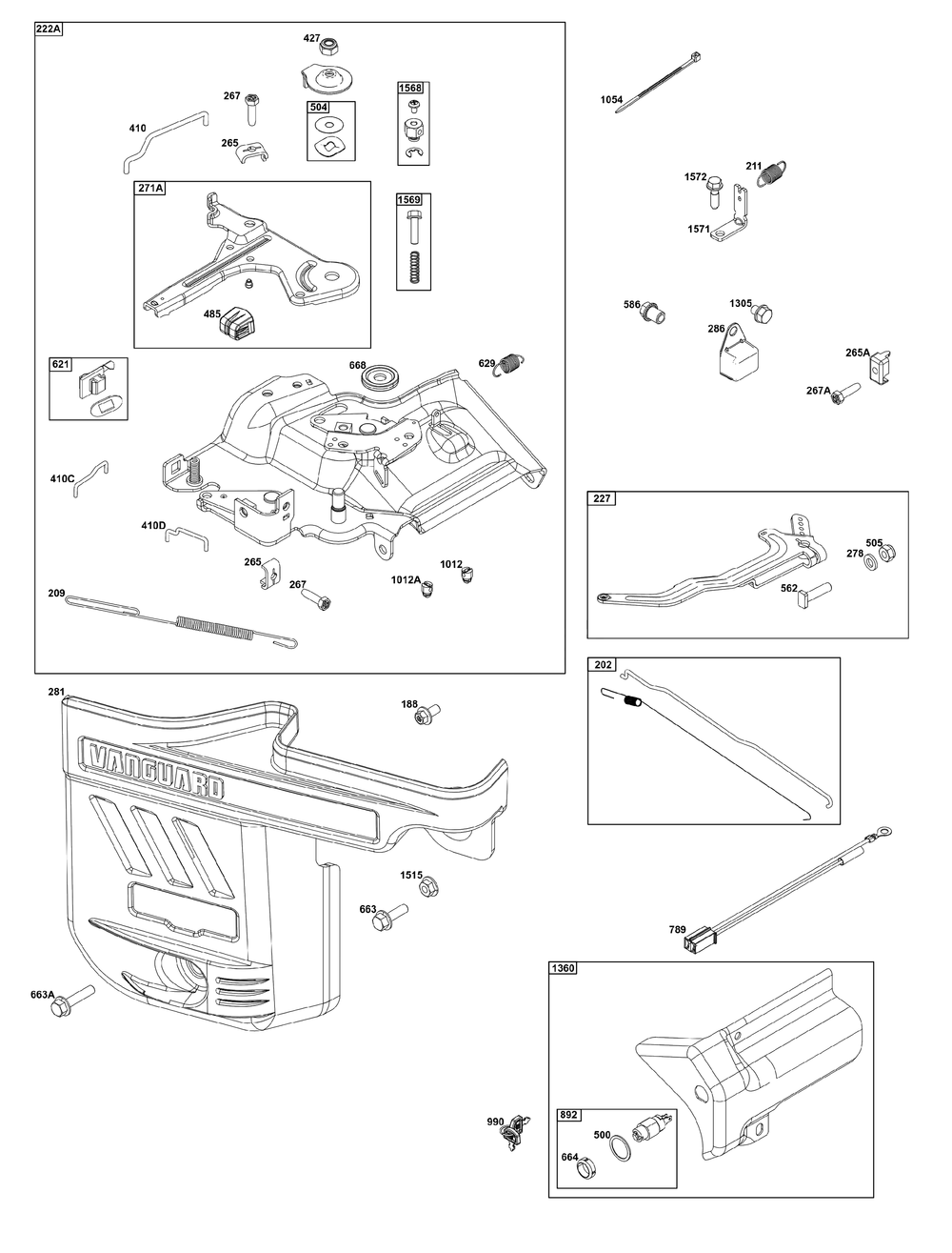 Controls Group Diagram and Parts List for 25V337-0055-F1 200000 - 399999 Briggs and Stratton Engine